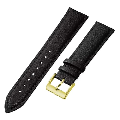 ApuaVireo&Co Uhrenarmband aus Leder, 16 mm, 18 mm, 20 mm, 22 mm, 24 mm, Uhrenarmband for Damen und Herren(Black-gold,16mm) von ApuaVireo&Co