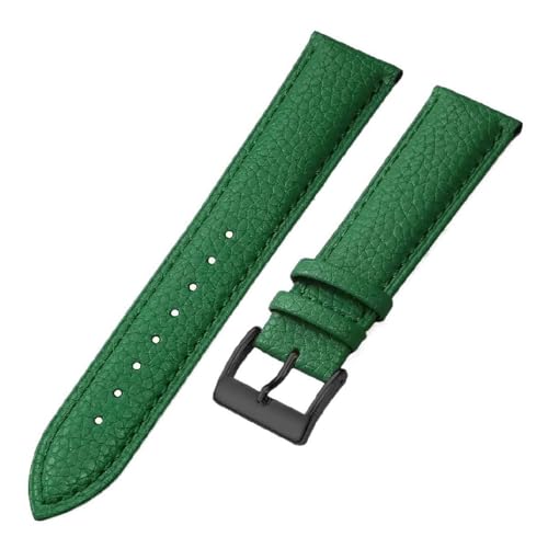 ApuaVireo&Co Uhrenarmband aus Leder, 16 mm, 18 mm, 20 mm, 22 mm, 24 mm, Uhrenarmband for Damen und Herren(Green-black,14mm) von ApuaVireo&Co