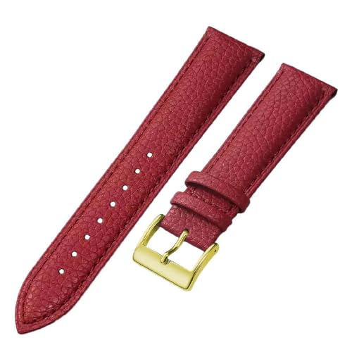 ApuaVireo&Co Uhrenarmband aus Leder, 16 mm, 18 mm, 20 mm, 22 mm, 24 mm, Uhrenarmband for Damen und Herren(Red/gold,20mm) von ApuaVireo&Co