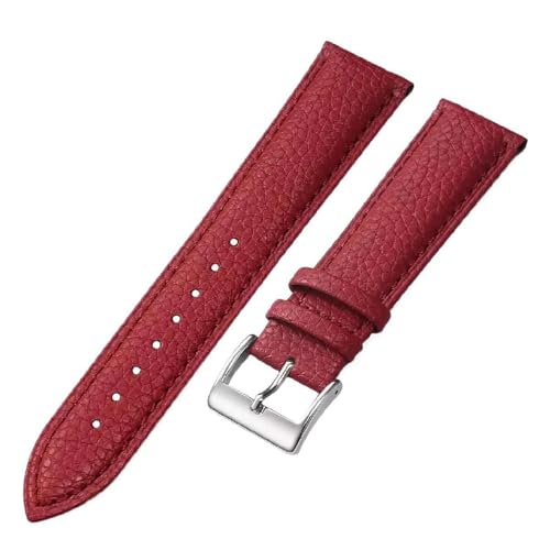ApuaVireo&Co Uhrenarmband aus Leder, 16 mm, 18 mm, 20 mm, 22 mm, 24 mm, Uhrenarmband for Damen und Herren(Red silver,18mm) von ApuaVireo&Co