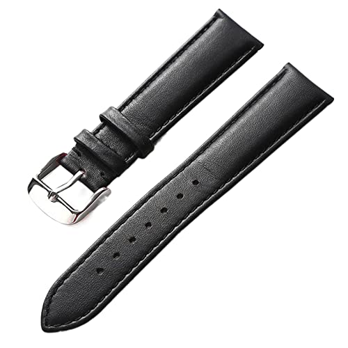 ApuaVireo&Co Uhrenarmband aus echtem Leder for Damen und Herren, 14–24 mm, weiches und bequemes Ersatzarmband, Rot, Braun, Blau(Black,20 mm) von ApuaVireo&Co