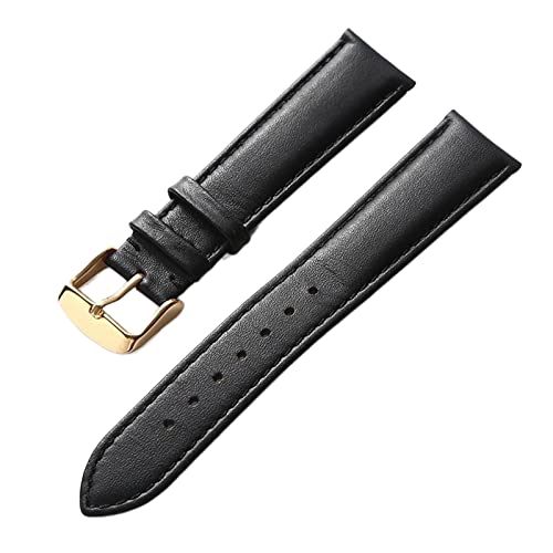 ApuaVireo&Co Uhrenarmband aus echtem Leder for Damen und Herren, 14–24 mm, weiches und bequemes Ersatzarmband, Rot, Braun, Blau(Black gold,20 mm) von ApuaVireo&Co