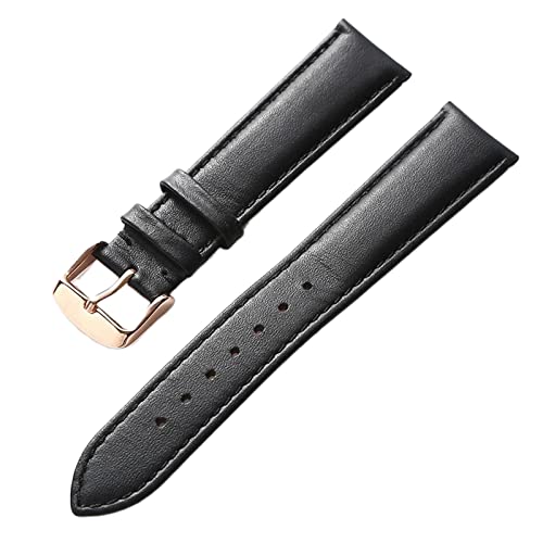 ApuaVireo&Co Uhrenarmband aus echtem Leder for Damen und Herren, 14–24 mm, weiches und bequemes Ersatzarmband, Rot, Braun, Blau(Black-rose,13 mm) von ApuaVireo&Co