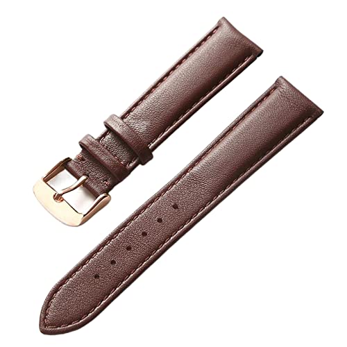 ApuaVireo&Co Uhrenarmband aus echtem Leder for Damen und Herren, 14–24 mm, weiches und bequemes Ersatzarmband, Rot, Braun, Blau(Brown Rose,22 mm) von ApuaVireo&Co