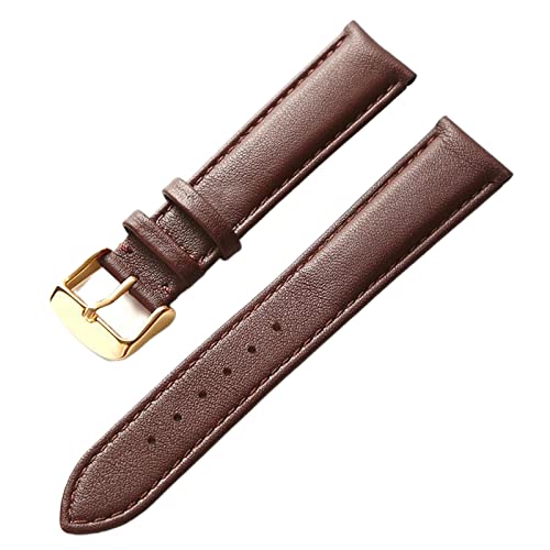 ApuaVireo&Co Uhrenarmband aus echtem Leder for Damen und Herren, 14–24 mm, weiches und bequemes Ersatzarmband, Rot, Braun, Blau(Brown gold,17 mm) von ApuaVireo&Co