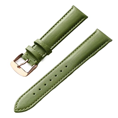 ApuaVireo&Co Uhrenarmband aus echtem Leder for Damen und Herren, 14–24 mm, weiches und bequemes Ersatzarmband, Rot, Braun, Blau(Green Rose,13 mm) von ApuaVireo&Co