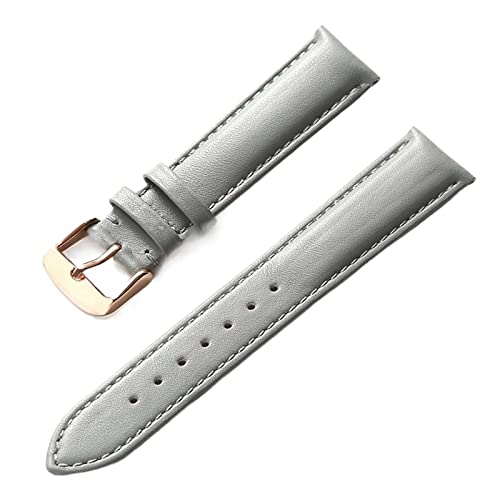 ApuaVireo&Co Uhrenarmband aus echtem Leder for Damen und Herren, 14–24 mm, weiches und bequemes Ersatzarmband, Rot, Braun, Blau(Grey Rose,21 mm) von ApuaVireo&Co