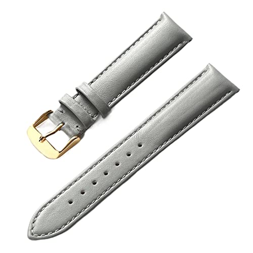 ApuaVireo&Co Uhrenarmband aus echtem Leder for Damen und Herren, 14–24 mm, weiches und bequemes Ersatzarmband, Rot, Braun, Blau(Grey gold,19 mm) von ApuaVireo&Co