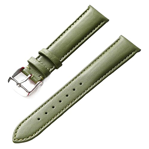 ApuaVireo&Co Uhrenarmband aus echtem Leder for Damen und Herren, 14–24 mm, weiches und bequemes Ersatzarmband, Rot, Braun, Blau(Olive green,15 mm) von ApuaVireo&Co