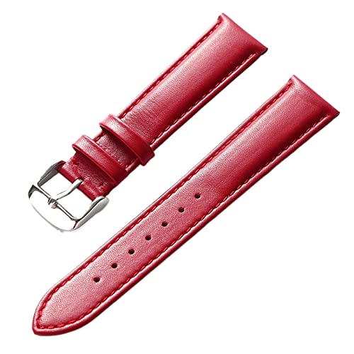ApuaVireo&Co Uhrenarmband aus echtem Leder for Damen und Herren, 14–24 mm, weiches und bequemes Ersatzarmband, Rot, Braun, Blau(Red,13 mm) von ApuaVireo&Co