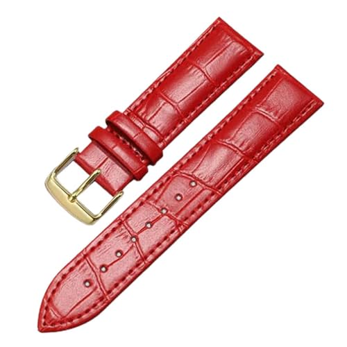 ApuaVireo&Co Universelles Ersatz-Lederarmband for 12–22 mm Uhrenarmbänder(Red/gold,17mm) von ApuaVireo&Co