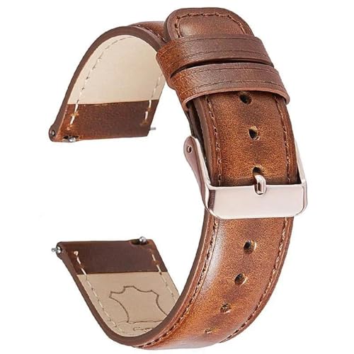 ApuaVireo&Co Vintage Kuh Leder Uhrenarmband Quick Release Armband Herren Armband Uhr Zubehör(Light brown/rose gold,22mm) von ApuaVireo&Co