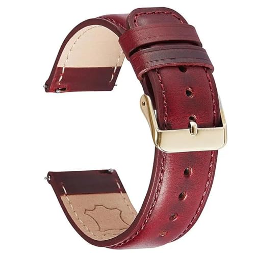 ApuaVireo&Co Vintage Kuh Leder Uhrenarmband Quick Release Armband Herren Armband Uhr Zubehör(Red-gold.,22mm) von ApuaVireo&Co