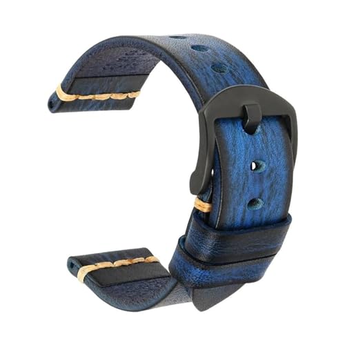 ApuaVireo&Co Vintage-Uhrenarmband aus Leder, 18 mm – 26 mm, Herren-Uhrenarmband for Herren, Uhrenzubehör(Blue black,18mm) von ApuaVireo&Co