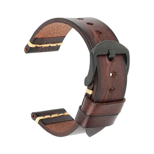 ApuaVireo&Co Vintage-Uhrenarmband aus Leder, 18 mm – 26 mm, Herren-Uhrenarmband for Herren, Uhrenzubehör(Dark brown black,21mm) von ApuaVireo&Co
