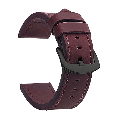 ApuaVireo&Co Vintage-Uhrenarmband aus Leder mit Edelstahlschnalle, Schnellverschluss-Ersatzarmband for Damen und Herren(Bronze black,24 mm) von ApuaVireo&Co