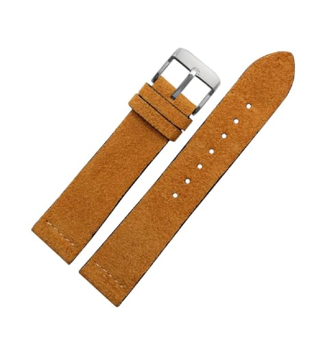 ApuaVireo&Co Wildleder-Rindslederarmband 16 mm 18 mm 20 mm 22 mm Echtleder-Uhrenarmband Vintage-Armband Zubehör(Light Brown Black,22 mm) von ApuaVireo&Co