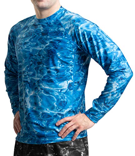 Aqua Design Herren Rashguard Langarm Wassershirt Schwimmshirt für Herren, Royal Ripple, XL von Aqua Design