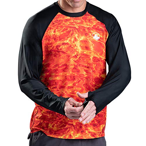 Aqua Design Rashguard Herren Langarm Daumenloch UPF 50+ Rashguard Schwimmshirt - Rot - X-Large von Aqua Design