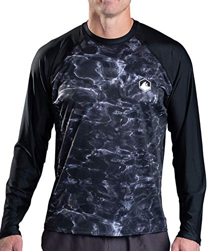 Aqua Design Rashguard Herren Langarm Daumenloch UPF 50+ Rashguard Schwimmshirt - Schwarz - 6X-large von Aqua Design