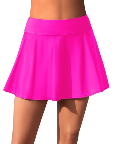 Aqua Eve Damen-Baderock, Bauchkontrolle, Badeanzug, Rock, hohe Taille, Badeanzughose (erhältlich in Plus), Pink, Medium von Aqua Eve