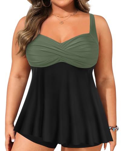 Aqua Eve Plus Tankini-Tops für Damen, Bademode, fließendes Badeanzug-Oberteil, Grün (Army Green), 44 Mehr von Aqua Eve