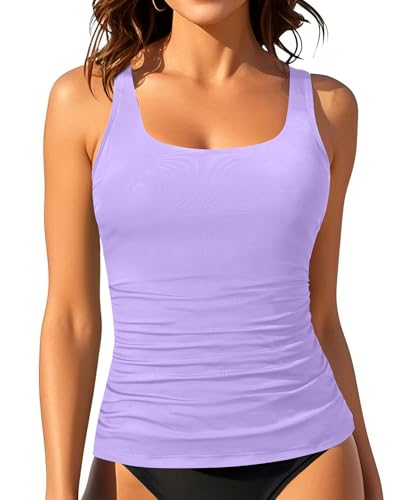 Aqua Eve Tankini-Tops für Damen, Bademode, nur Oberteil, Bauchkontrolle, Badeanzug, Oberteil ohne Unterteil (erhältlich in Plus), Lavendel, XX-Large von Aqua Eve
