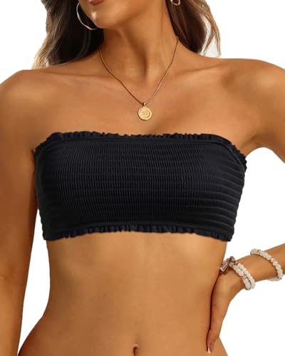 Aqua Eve Trägerloses Bikinioberteil für Damen, Bandeau-Badeoberteil, Schlauch-Top, Badeanzug, Schwarz, Large Aqua Eve Trägerloses Bikinioberteil für Damen, Bandeau-Badeoberteil, Schlauch-Top, Badeanzug, Schwarz, Large von Aqua Eve