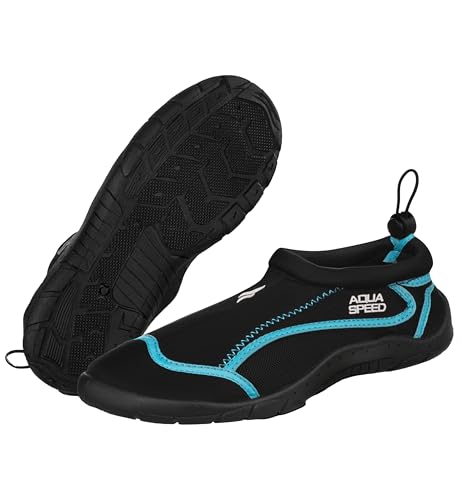 Aqua Speed 28 modische Aqua Schuhe + Microfaserhandtuch | Herren | Damen | Jungen | Mädchen | Jugendliche | Profilsohle, Farbe:28 Aqua Shoe - 1, Größe:40 von Aqua Speed