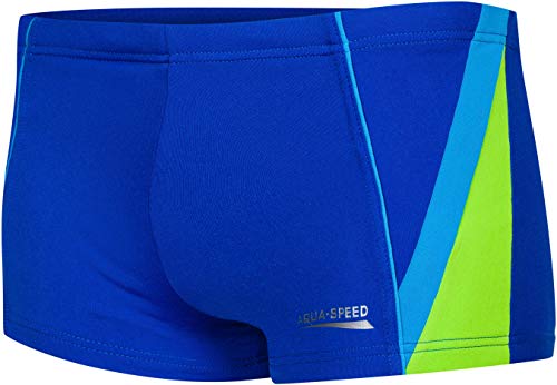 Aqua Speed Badehose Junge + gratis eBook | Schwimmhosen Jungs | UV Badepants kurz | Kastenbadehose Gr. 146 | 46. Marineblau Blau Grün | Diego von Aqua Speed