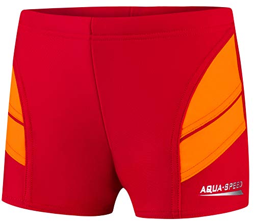 Aqua Speed Badehose Jungen + gratis eBook | Schwimmhosen für Jungs | UV Jungenbadehose | Kinder Badebekleidung | 31. Rot Orange Gr. 110 | Andy von Aqua Speed