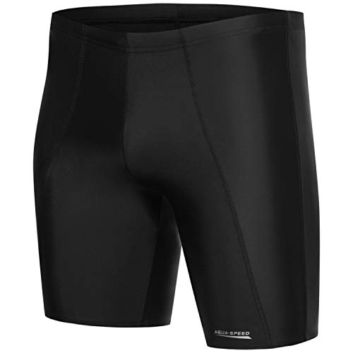 Aqua Speed Badehose Knielang Herren + gratis eBook | Schwimmhose Männer | Schwarze Badebekleidung UV | Badepants lang | Jammer | Long, Gr. L, Black von Aqua Speed