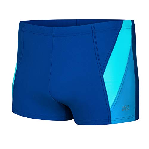 Aqua Speed Badehose eng Herren + gratis eBook | Schwimmhose kurz für Jungs & Männer | Kastenbadehose | Blau H.Blau Türkis | Gr. S | Logan von Aqua Speed