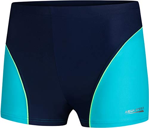 Aqua Speed Badehose eng Kinder Jungen + gratis eBook | Boys Swimming Trunks | Jungs Kastenbadehose | Swimming | Gr. 128 | 42. Blau Turquoise | Leo von Aqua Speed