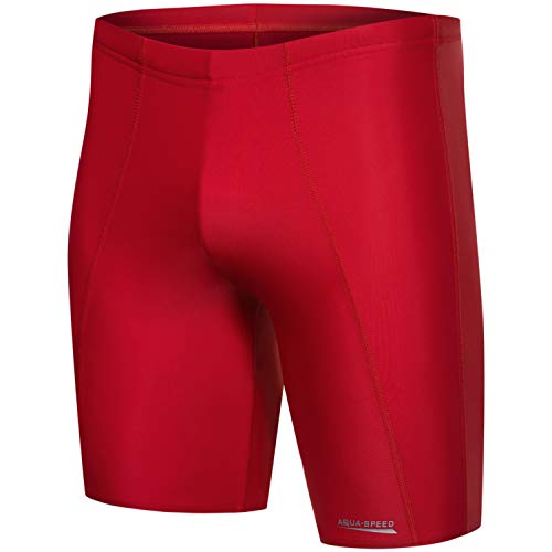 Aqua Speed Badehose für Herren + gratis eBook | Boys Swimwear | knielange Schwimmhosen | Jammer Jungen Jungs | Training | Sport | Long, Gr. S, rot von Aqua Speed