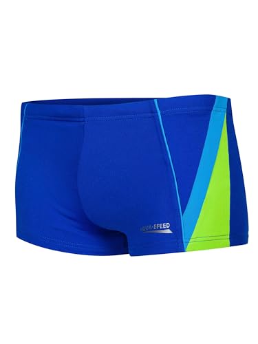 Aqua Speed Badehose kurz für Jungs + gratis eBook | Retro Schwimmhose Kinder Jungen | Kastenbadehose Gr. 152 | 46. Marineblau Blau Grün | Diego von Aqua Speed