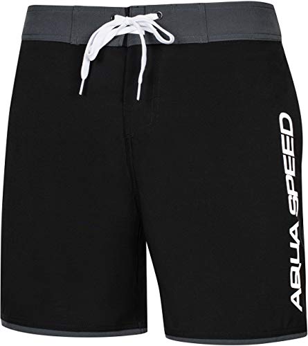 Aqua Speed Badeshorts Herren + gratis eBook | Schwarze Boardshorts Surfer | Badehose | Schwimmhose | Schwimmshorts Surfen | Gr. M, Schwarz | Evan von Aqua Speed