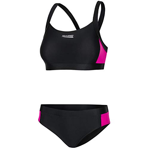 Aqua Speed Damen Sport Bikini Set | Zweiteiler für Mädchen Frauen | Two Piece Swimsuit | Swimwear | Bikinis for Women | Bustier Bikinioberteil | Strand | Schwarz-Rosa, Gr. 34 | Naomi Aqua Speed Damen Sport Bikini Set | Zweiteiler für Mädchen Frauen | Two Piece Swimsuit | Swimwear | Bikinis for Women | Bustier Bikinioberteil | Strand | Schwarz-Rosa, Gr. 34 | Naomi von Aqua Speed