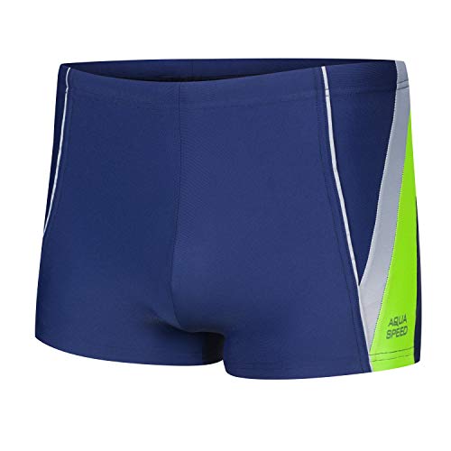 Aqua Speed Diego Jungen Badehose | Schwimmhose | 140-158 cm | Modern UV-Schutz | Chlor resistent | Kordelzug, Farbe:436 - Blau/Grau/H.Grün, Größe:146 cm von Aqua Speed