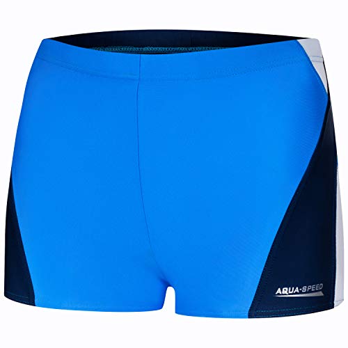 Aqua Speed Kastenbadehose Herren + gratis eBook | UV Badepants | Trunks Schwimmbekleidung | Moderne Schwimmhose | Alex, Gr. S, 254 Blue White Navy von Aqua Speed