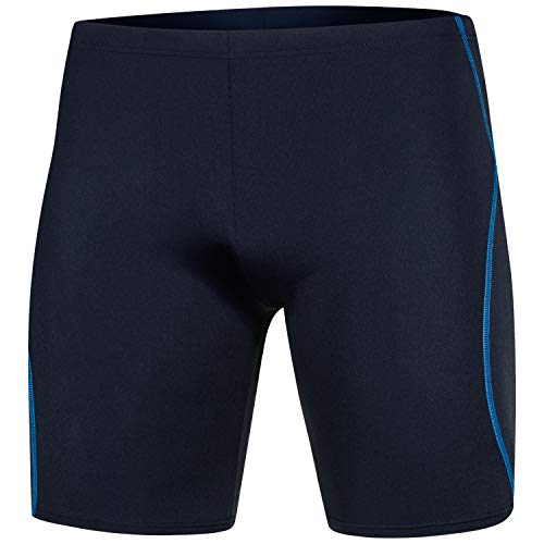 Aqua Speed Lange Enge Badehosen Jungen + gratis eBook | Blaue Schwimmhose für Teenager | Jammer | UV Badepants | Swim Trunks | Gr. S, Navy Blue von Aqua Speed