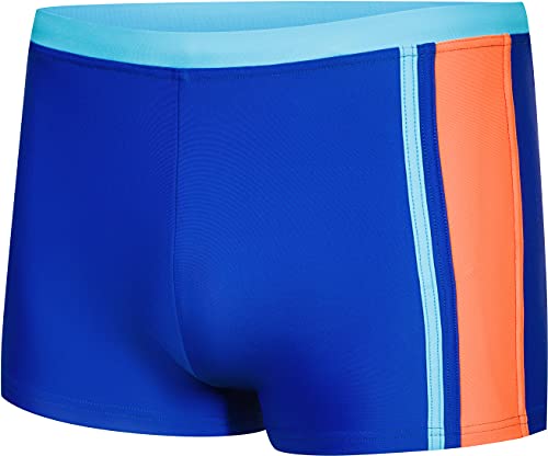 Aqua Speed Max Jungen Badehose | Schwimmhose | 110-152 cm | Modern UV-Schutz | Chlor resistent | Kordelzug 24. Marineblau/H.Blau/Orange - Max Gr. 110 von Aqua Speed