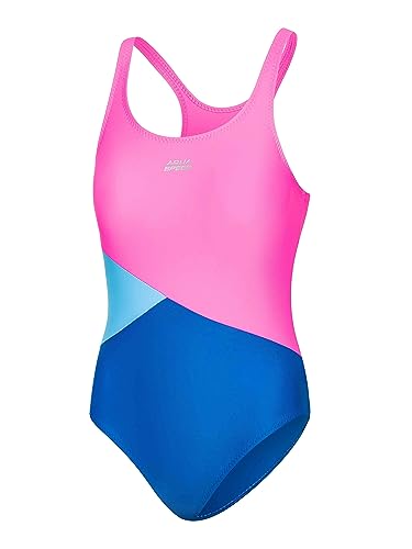 Aqua Speed Pola Badeanzug Mädchen | Einteiler | 104-158 | UV-Schutz | Blickdicht | Chlorresistent | Anti-Pilling | Schwimmanzug Blue - Pink - Light Blue - 32 Gr. 116 von Aqua Speed