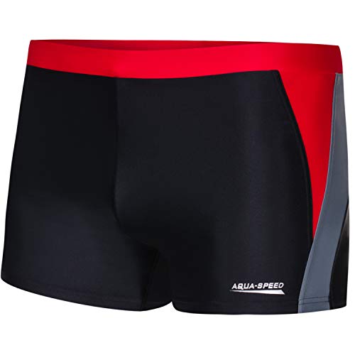 Aqua Speed Retro Badehose Herren + gratis eBook | Triathlon Schwimmhose | sportliche UV Schwimmbekleidung | Sport | Dario, Gr. XL, 16 Black Grey red von Aqua Speed