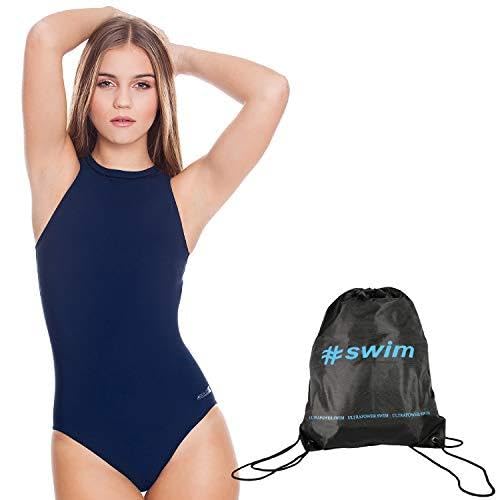 Aqua-Speed Set Schwimmanzug für Wettkampfschwimmerin mit Reißverschluss + Ultrapower Rucksack | Sportbadeanzug Frauen | Schwimmen | Sport | Wettkampf | Triathlon | Gr. 40 | 44 Navy | Blanka von Aqua Speed