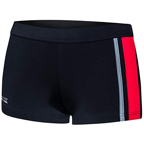 Aqua Speed Swimming Trunks Men + gratis eBook | Retro Badehosen Herren | Schwarze Boxer Schwimmhose Trunk Männer | Amos, Gr. XL, 13 Black red Gray von Aqua Speed