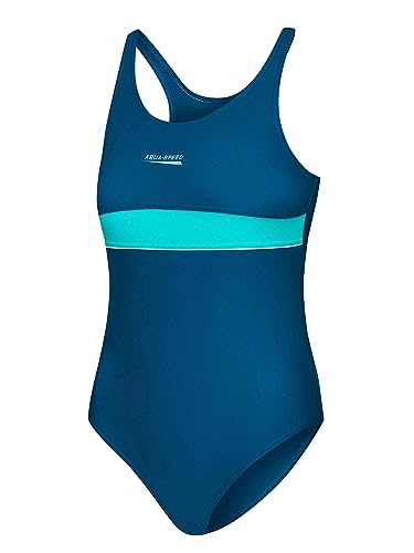 Aqua Speed Swimsuits One Piece Kids 6/7 Jahre | Badeanzug für Mädchen Kinder blau türkis | Kinderbademode mit UV-Schutz | Swimming Suit Girls | Bademode | 28 Blue - turquois | Emily von Aqua Speed