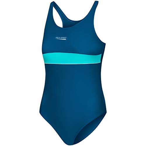 Aqua Speed Swimsuits One Piece Kids 6/7 Jahre | Badeanzug für Mädchen Kinder blau türkis | Kinderbademode mit UV-Schutz | Swimming Suit Girls | Bademode | 28 Blue - turquois | Emily von Aqua Speed