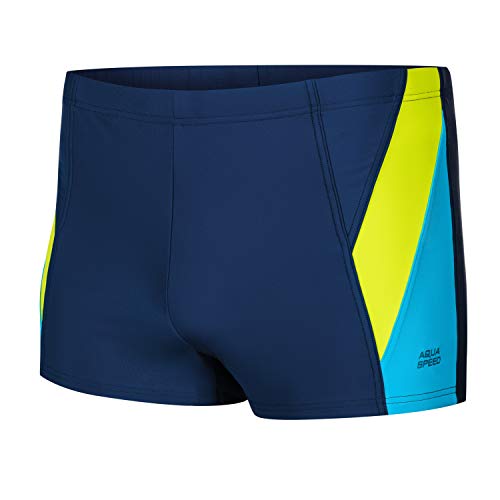 Aqua Speed UV Badehose eng Herren + gratis eBook | Schwimmhose | Schwimmbekleidung | Kastenbadehose | Swimwear Navy Grün Blau | Gr. XL | Logan von Aqua Speed