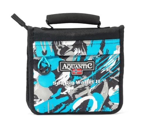 Aquantic Sea Rig Wallet II - Angeltasche mit 10 Klarsichttaschen, 20 Fächern, 4 Mesh-Taschen, gepolsterter Tragegriff, 20 x 22 x 3 cm, Vorfachtasche, Ködertasche, Rig-Tasche von Aquantic